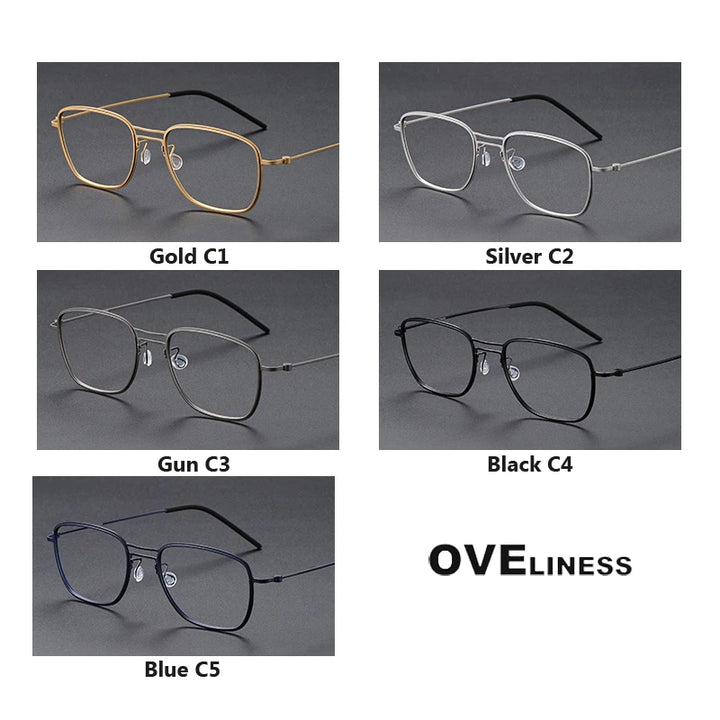 Oveliness Unisex Full Rim Square Screwless Titanium Eyeglasses 5524 Full Rim Oveliness   