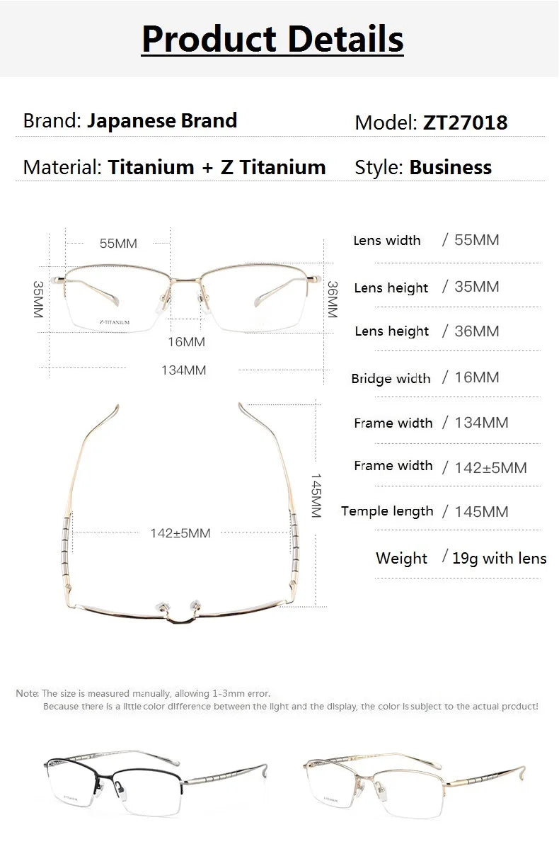 Aimee Men's Semi Rim Square Titanium Eyeglasses 27018 Semi Rim Aimee   