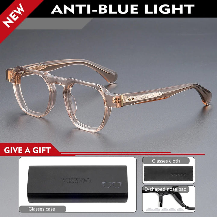 Vicky Men's Full Rim Big Flat Top Oval Acetate Alloy Reading Glasses 755009