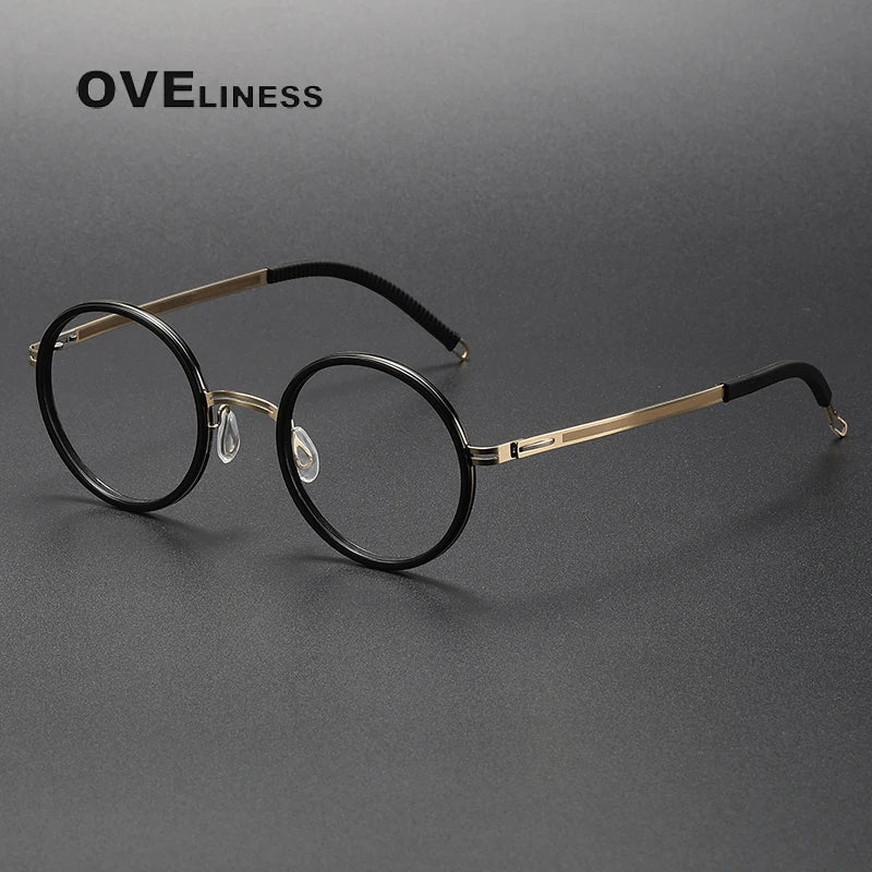 Oveliness Women's Full Rim Round Screwless Titanium Eyeglasses 822321