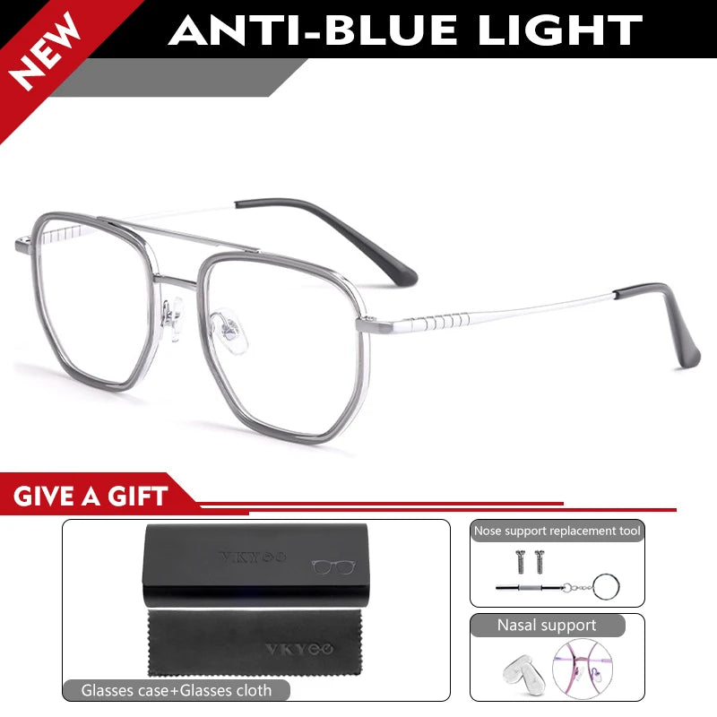 Vicky Unisex Full Rim Oval Double Bridge Titanium Reading Glasses 621361