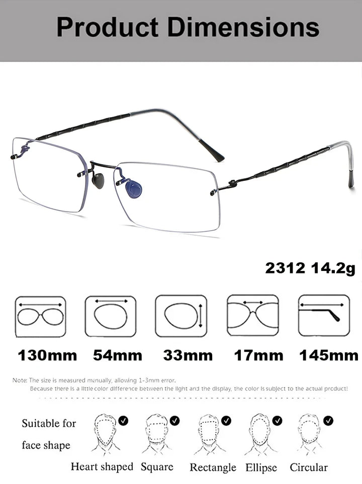 Bobbie Women's Rimless Square Titanium Eyeglasses 692312