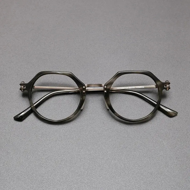 Bobbie Unisex Full Rim Polygon Acetate Eyeglasses 588200 FuzWeb
