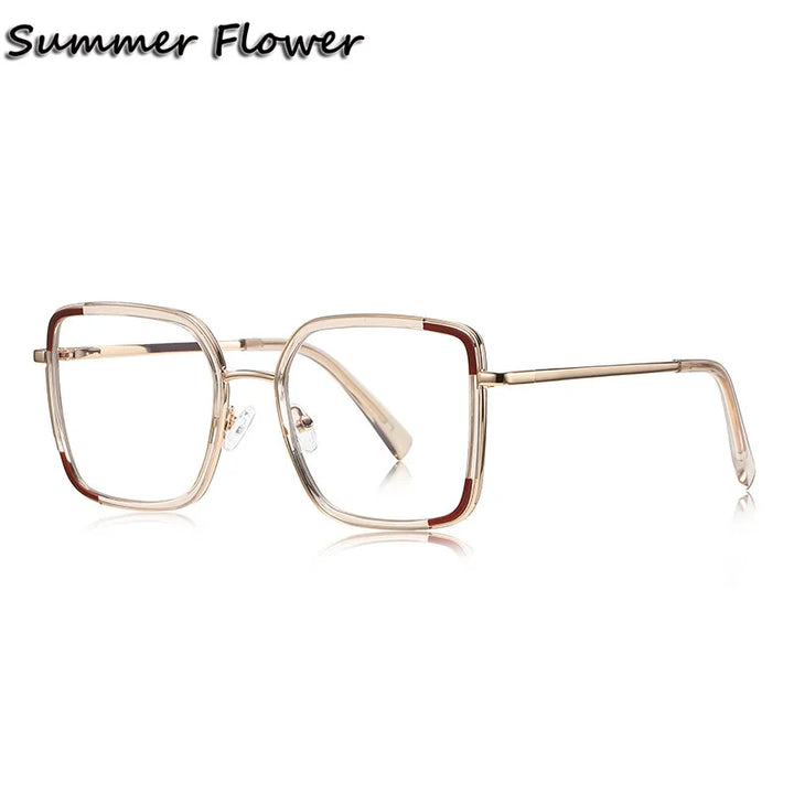 Summer Flower Women's Full Rim Square Tr 90 Titanium Eyeglasses 31354