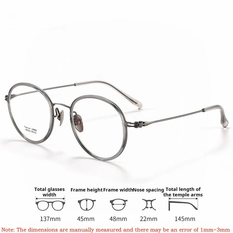 Xbora Unisex Full Rim Round Titanium &amp; Acetate Eyeglasses 2800 — view 2 | Xbora at FuzWeb
