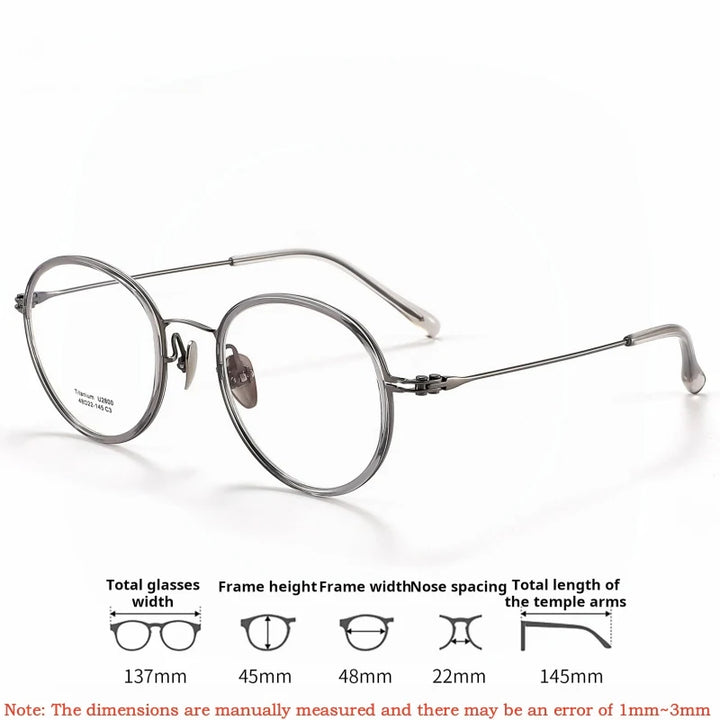 Xbora Unisex Full Rim Round Titanium &amp; Acetate Eyeglasses 2800 — view 2 | Xbora at FuzWeb