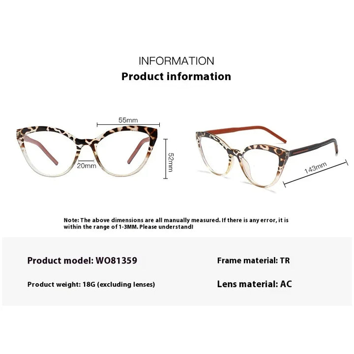 Aror Women's Full Rim Square Cat Eye Tr 90 Alloy Eyeglasses 681359