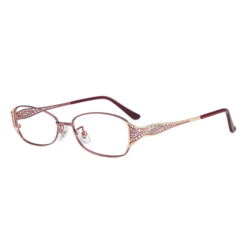 KatKani Women's Full Rim Oval Alloy Eyeglasses 6190 Semi Rim KatKani Eyeglasses Purple Gold  