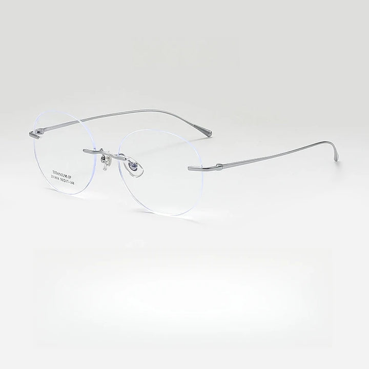 Yimaruli Unisex Rimless Round Titanium Eyeglasses 231604Wk Rimless Yimaruili Eyeglasses Silver  