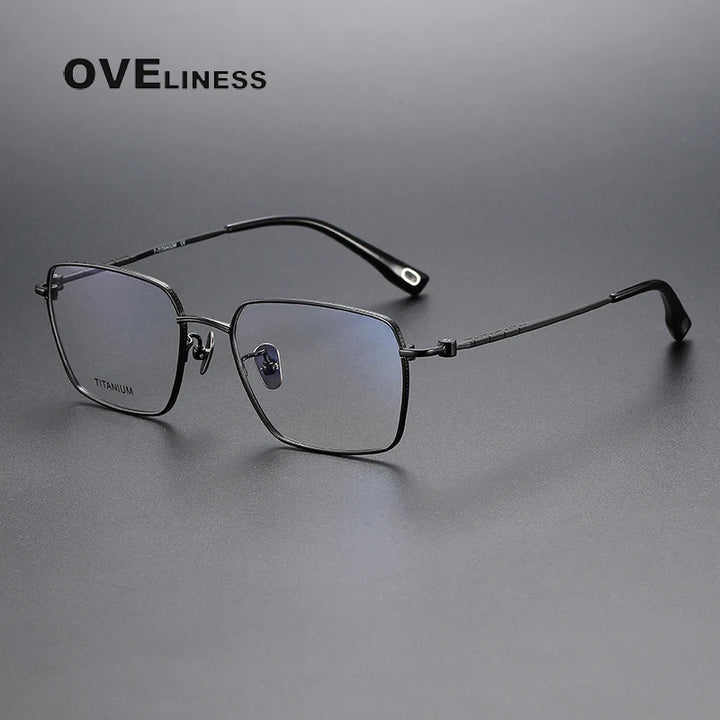 Oveliness Men's Full Rim Square Titanium Eyeglasses 80908 Full Rim Oveliness black  