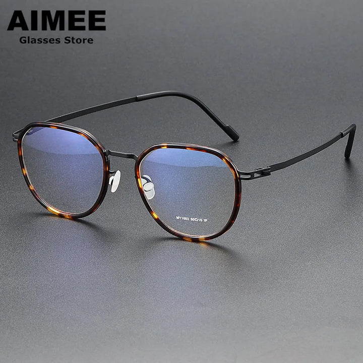 Aimee Unisex Full Rim Oval Square Acetate Steel Eyeglasses 1002 Full Rim Aimee   