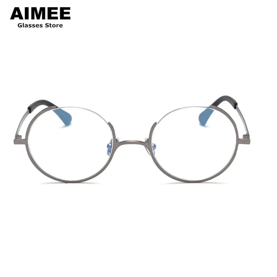 Aimee Unisex Semi Rim Round Alloy Eyeglasses 5048 Semi Rim Aimee   