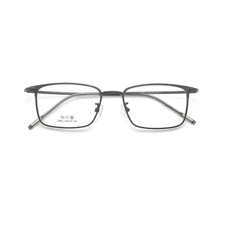 KatKani Unisex Full Rim Big Square Titanium Alloy Eyeglasses 34631 Full Rim KatKani Eyeglasses Gray CHINA 