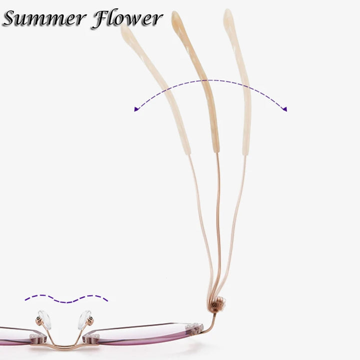Summer Flower Women's Rimless Oval Cat Eye Titanium Eyeglasses 88839