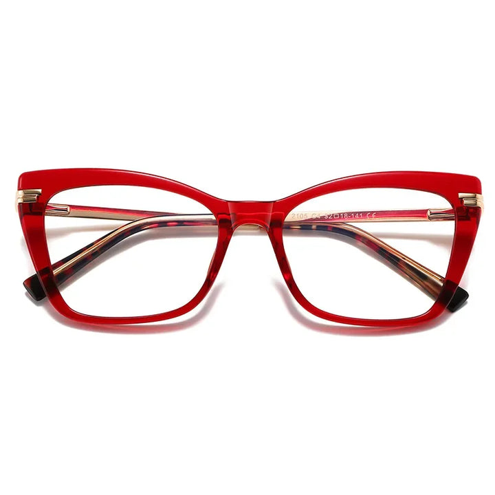 Hotony Women's Full Rim Square Cat Eye Tr 90 Alloy Eyeglasses 62105