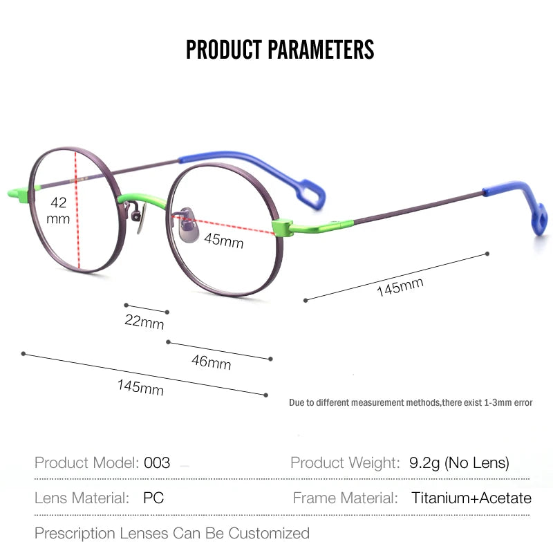 Muzz Unisex Full Rim Round Titanium Eyeglasses M003 Full Rim Muzz   