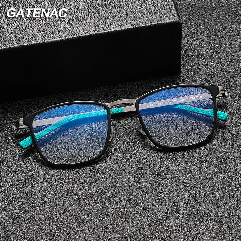 Gatenac Unisex Full Rim Square Screwless Alloy Eyeglasses Gxyj1152 Full Rim Gatenac   