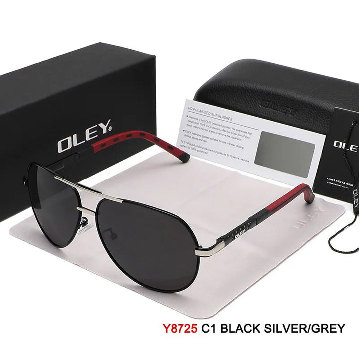 Oley Men's Full Rim Oval Aluminum Magnesium Polarized Sunglasses Y8724 Sunglasses Oley Y8725 C1BOX OLEY 