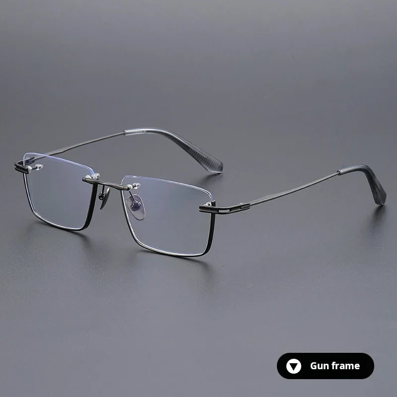 Momoja Unisex Semi Rim Big Polygon Square Titanium Eyeglasses 72416