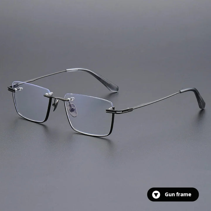 Momoja Unisex Semi Rim Big Polygon Square Titanium Eyeglasses 72416