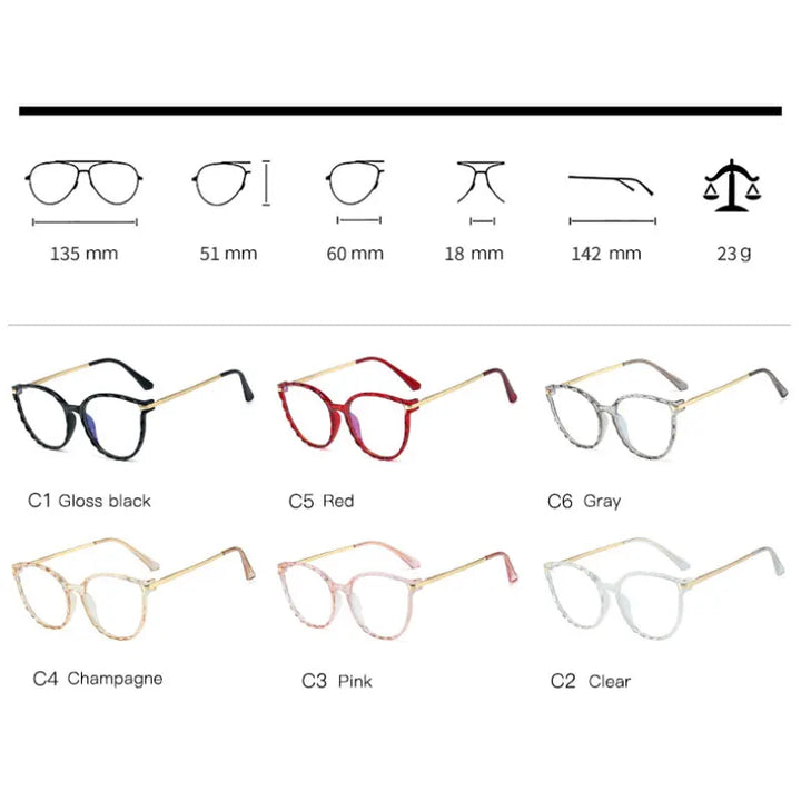 Handoer Women's Full Rim Oval Cat Eye Tr 90 Alloy Eyeglasses 95295