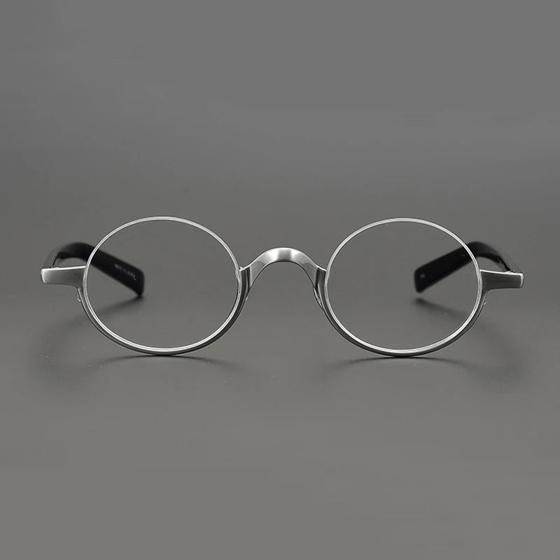 Black Mask Unisex Semi Rim Small Round Titanium Acetate Eyeglasses Km101 Full Rim Black Mask   