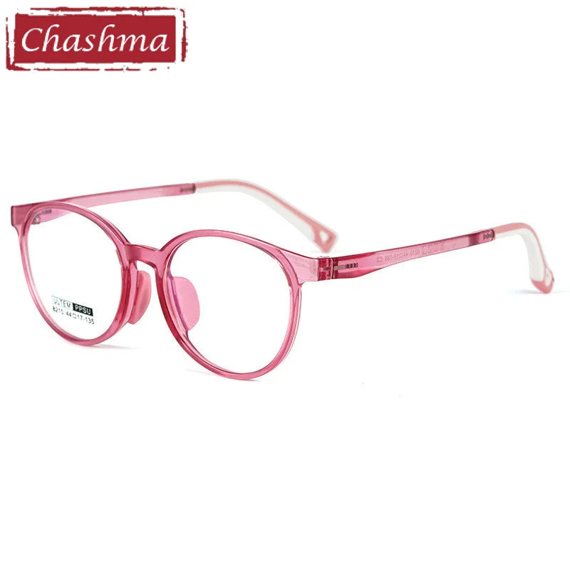 Chashma Ottica Unisex Youth Full Rim Round Tr 90 Titanium Eyeglasses 8210 Full Rim Chashma Ottica Pink  