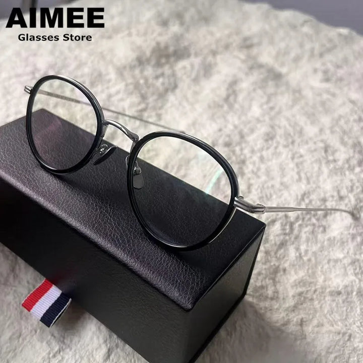 Aimee Unisex Full Rim Oval Round Titanium Acetate Eyeglasses 541905