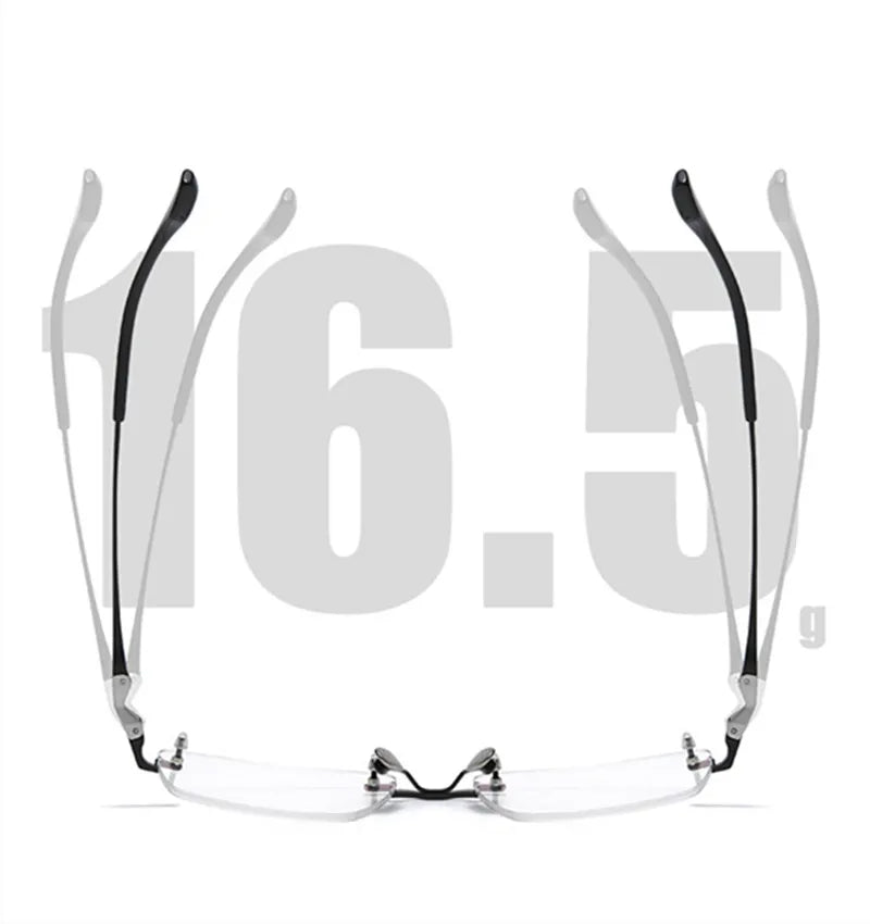 Aimee Men's Rimless Big Square Titanium Eyeglasses 80818