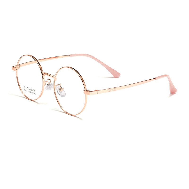 KatKani Unisex Full Rim Small Round Alloy Eyeglasses 1026th Full Rim KatKani Eyeglasses Rose Gold  