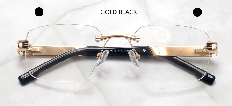 Esnbie Unisex Rimless Polygon Square Titanium Eyeglasses 243062