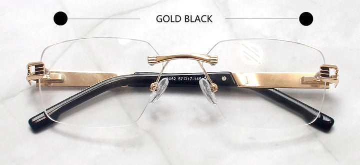 Esnbie Unisex Rimless Polygon Square Titanium Eyeglasses 243062