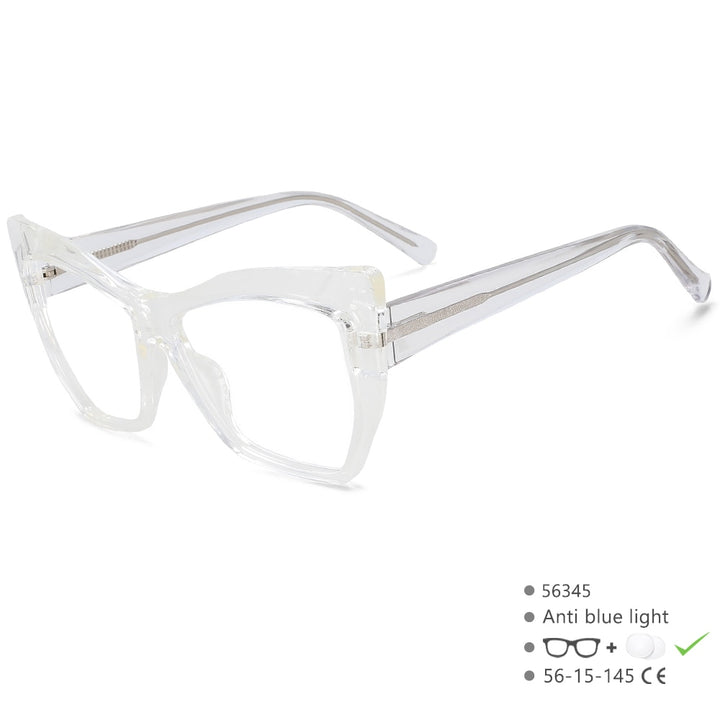 CCSpace Women's Full Rim Square Cat Eye Tr 90 Titanium Eyeglasses 56345 Full Rim CCspace C2Clear  