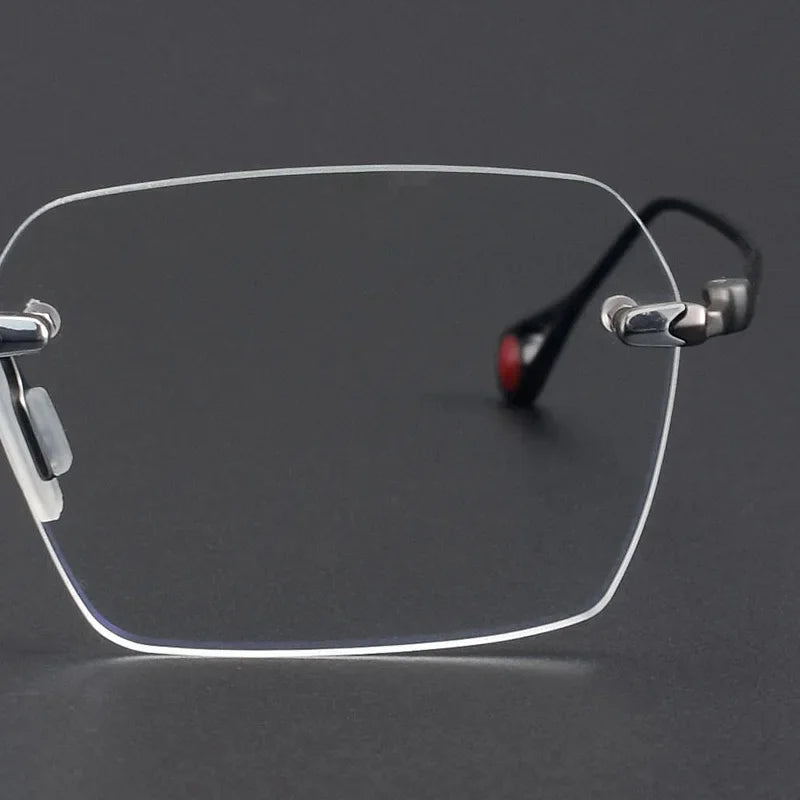 Muzz Unisex Rimless Square Polygon Titanium Eyeglasses 26307 Rimless Muzz   