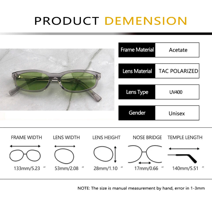 Esnbie Women's Full Rim Slim Oval Rectangle Acetate Sunglasses 240791