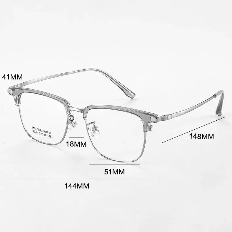 Gatenac Unisex Full Rim Polygon Square Acetate Alloy Eyeglasses 679007 — view 2 | Gatenac at FuzWeb