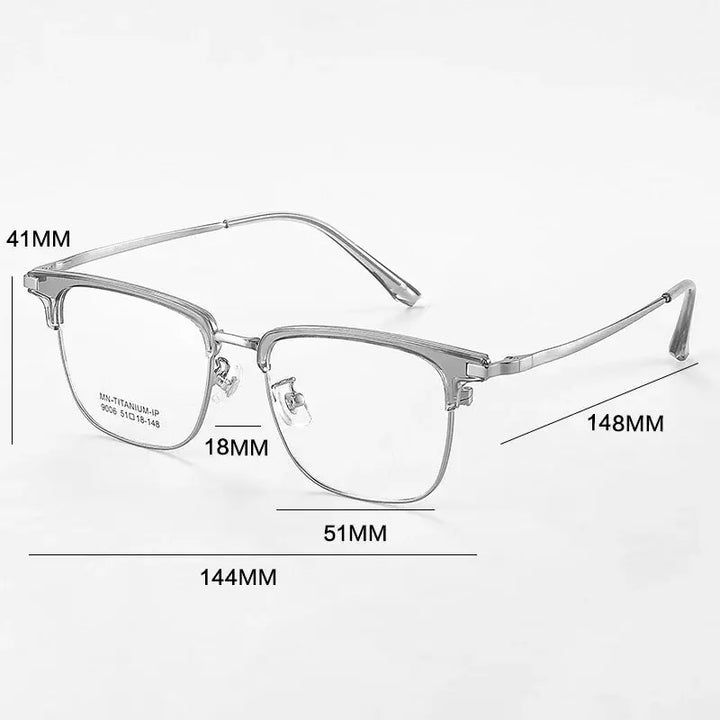 Gatenac Unisex Full Rim Polygon Square Acetate Alloy Eyeglasses 679007 — view 2 | Gatenac at FuzWeb
