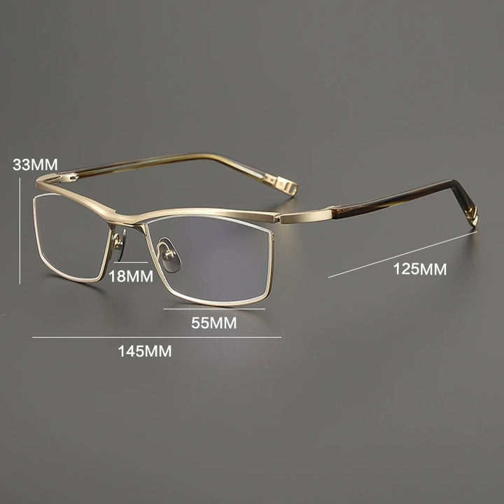 Gatenac Unisex Semi Rim Square Brow Line Titanium Eyeglasses Gxyj2663
