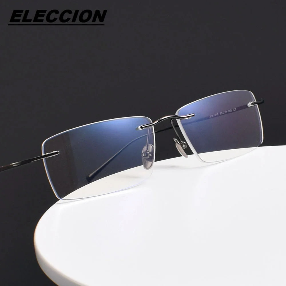 Eleccion Unisex Rimless  Square Titanium Eyeglasses 41818