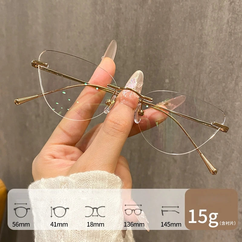 Yimaruili Women's Cat Eye Rimless Cat Eye Titanium Eyeglasses 30944