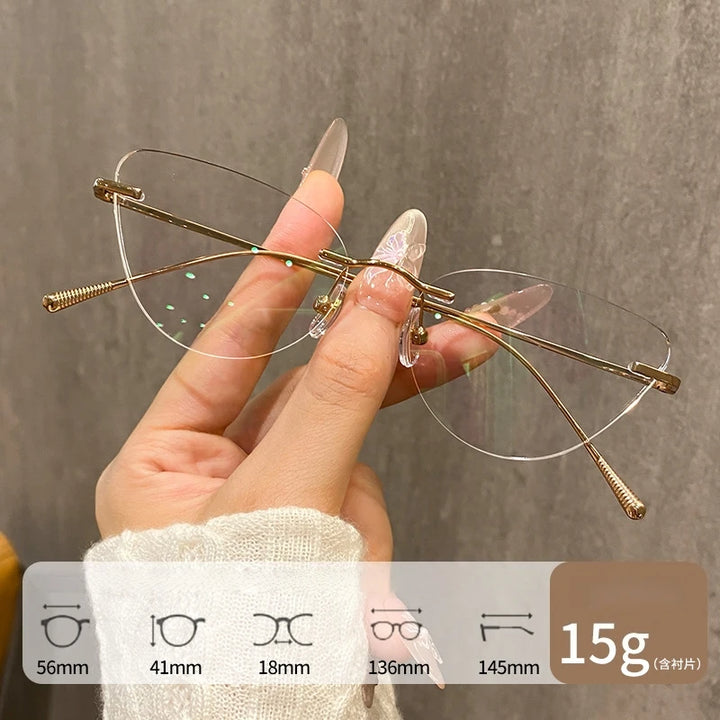 Yimaruili Women's Cat Eye Rimless Cat Eye Titanium Eyeglasses 30944
