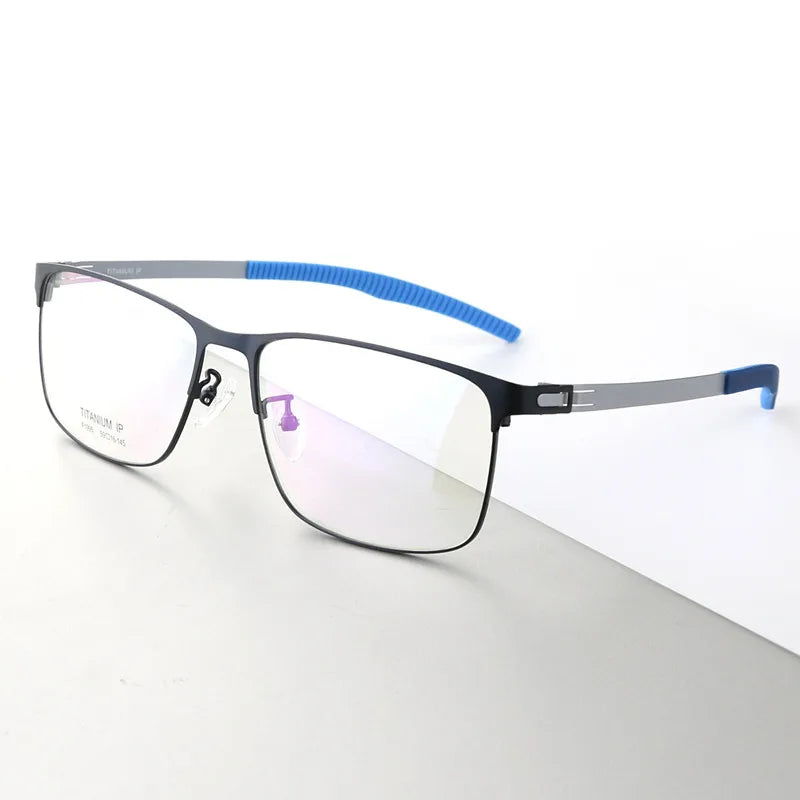 Aimee Unisex Full Rim Square Screwless Titanium Sport Eyeglasses 61995 Full Rim Aimee Black-Silver-Blue  