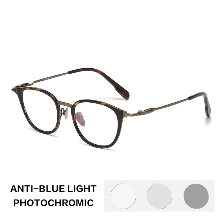 Gatenac Unisex Full Rim Big Square Titanium Photochromic Reading Glasses 840059