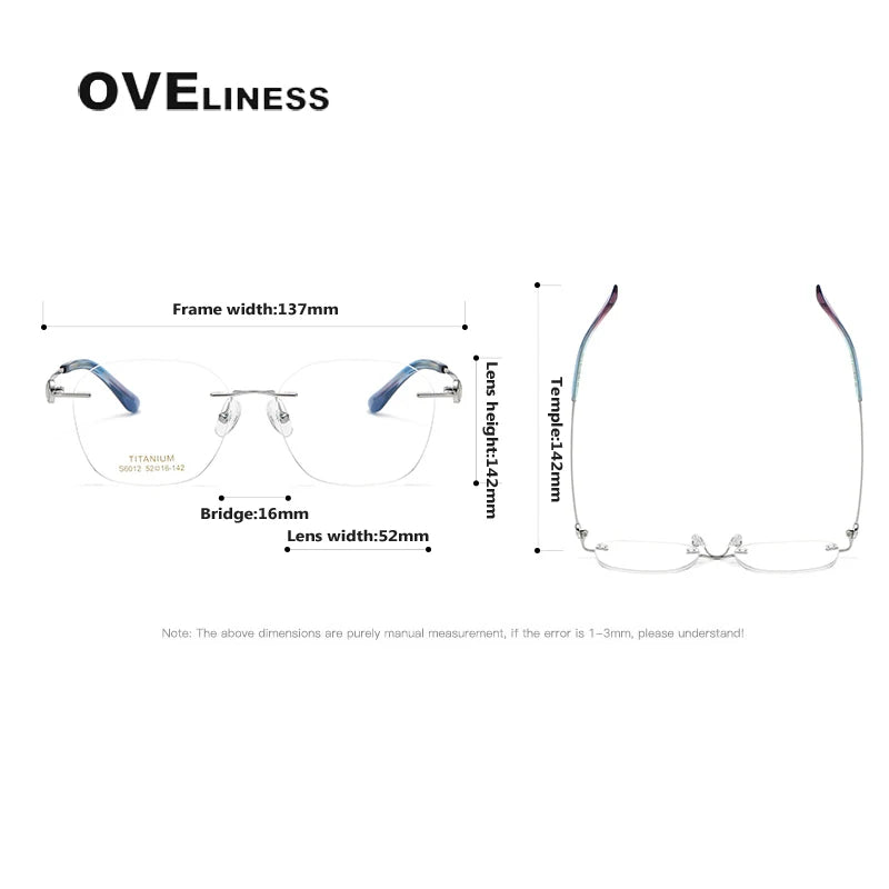 Oveliness Women's Rimless Oval Square Titanium Eyeglasses 196012 Rimless Oveliness   