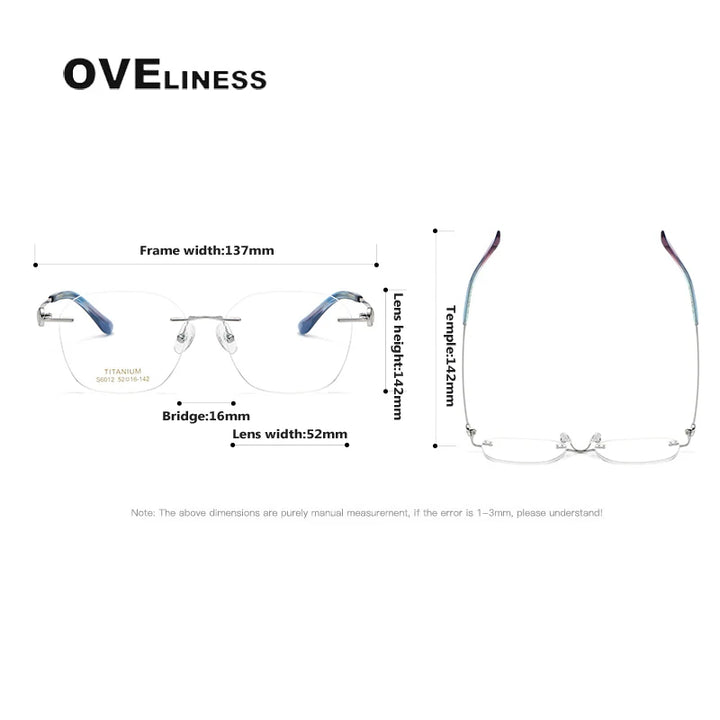 Oveliness Women's Rimless Oval Square Titanium Eyeglasses 196012 Rimless Oveliness   