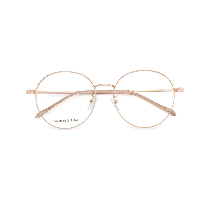 KatKani Unisex Full Rim Round Alloy Eyeglasses 34759 Full Rim KatKani Eyeglasses Rose Gold  