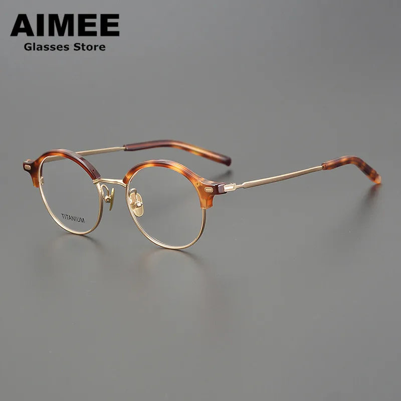 Aimee Unisex Full Rim Round Titanium Acetate Eyeglasses 6120 Full Rim Aimee Tortoise  