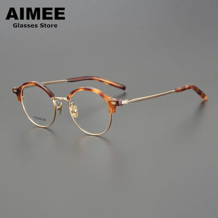 Aimee Unisex Full Rim Round Titanium Acetate Eyeglasses 6120 Full Rim Aimee Tortoise  