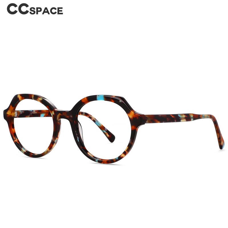 CCspace Unisex Full Rim Irregular Round Acetate Eyeglasses 55911 Full Rim CCspace   