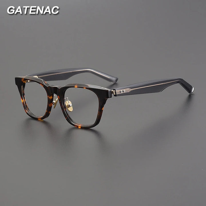 Gatenac Unisex Full Rim Square Acetate Eyeglasses Gxyj1188 Full Rim Gatenac   